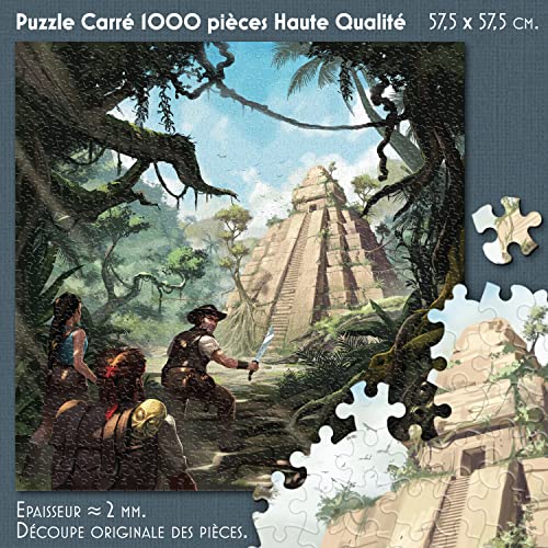 ART&MEEPLE Puzzle Carre 1000 Piezas 57,5 x 57,5 cm + póster 48 x 48 cm, Corte Original de Las Piezas, cartón Grueso contrapegado en 2 Lados con Papel Barnizado – TIKAL