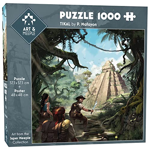 ART&MEEPLE Puzzle Carre 1000 Piezas 57,5 x 57,5 cm + póster 48 x 48 cm, Corte Original de Las Piezas, cartón Grueso contrapegado en 2 Lados con Papel Barnizado – TIKAL