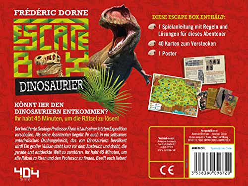 Asmodee- Escape Box Dinosaurio Dinosaurier Juego, Color, Multicolor, 3 (404 Editions OBOD0002)