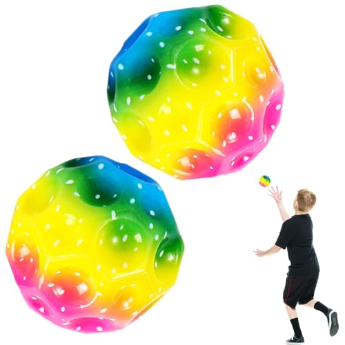 Astro Jump Ball, 2 piezas Moon Ball, bola de goma alta de salto de 7 cm, mini bola de rebote de juguete con temática espacial, bola espacial, juguete para niños, jumpball para niños y adultos