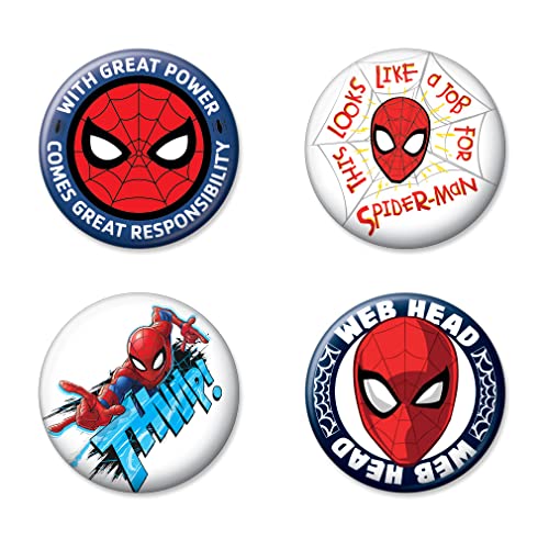 Ata-Boy Spider Man Comic - Juego de 4 botones coleccionables con licencia oficial de Marvel