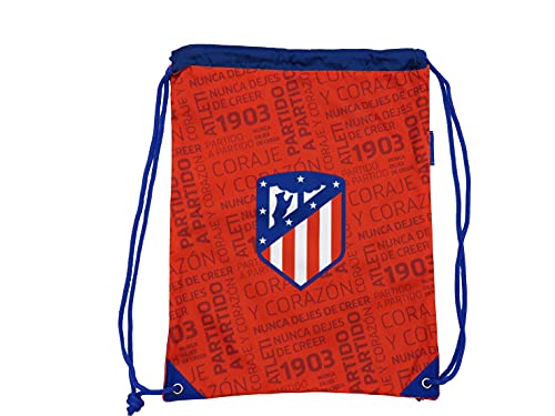 Atlético de Madrid - Mochila Saco, con Cuerdas, Bolsillo Trasero, con Colores y Escudo del Equipo, para Hombre, Mujer y Niños, 34 x 44 cm, Producto Oficial de (CyP Brands)