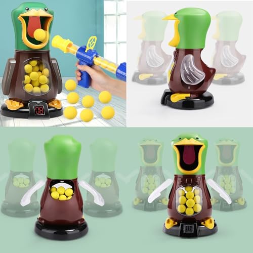 AVCULT Hungry Duck Shooting Game, Moveable Ducks Target Shooting Toy, Chronograph Sound and Light Multi-Function Soft Bullet Gun, with 24 Balls 2 Guns, Sorpresas Festivas para Niños y Niñas Navideños