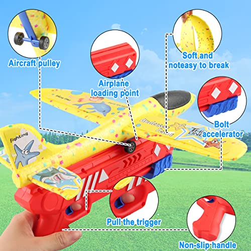 Avión Planeador de Espuma, Avión Planeador con Lanzador, 3Pzs Avion Juguete Lanzador de Aviones, Avión Juguete Lanzador de Aviones con Pistola de Tiro, Avion Juguete para Juguete Infantil o Regalo