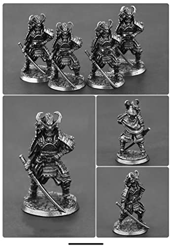 A/X Un Juego 5psc Cupronickel Japanese Shogunate Samurai Figurines Miniatures Metal Soldiers Model Statue Desktop Toy Adorno Decoración Regalo