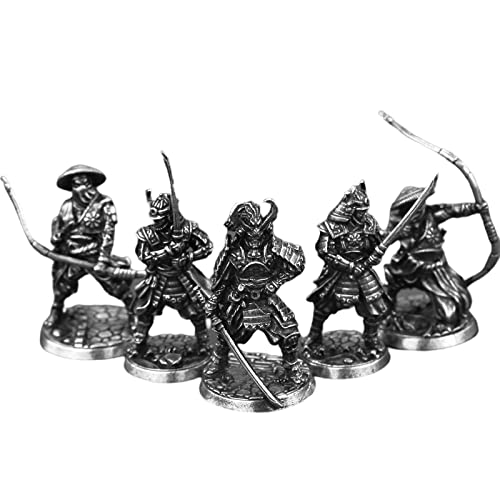 A/X Un Juego 5psc Cupronickel Japanese Shogunate Samurai Figurines Miniatures Metal Soldiers Model Statue Desktop Toy Adorno Decoración Regalo