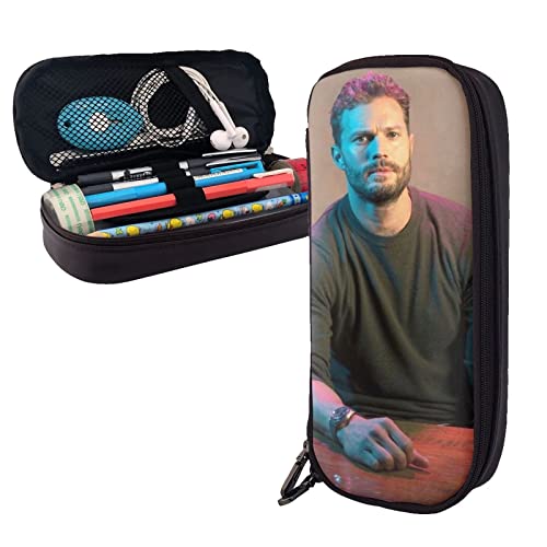 BAAROO Estuche de cuero Jamie Dornan duradero para lápices, papelería, bolsa con cremallera para niñas, niños, estudiantes, escuela, oficina, color, 5.0cm*10.5cm*20.5cm, Estuche para lápices