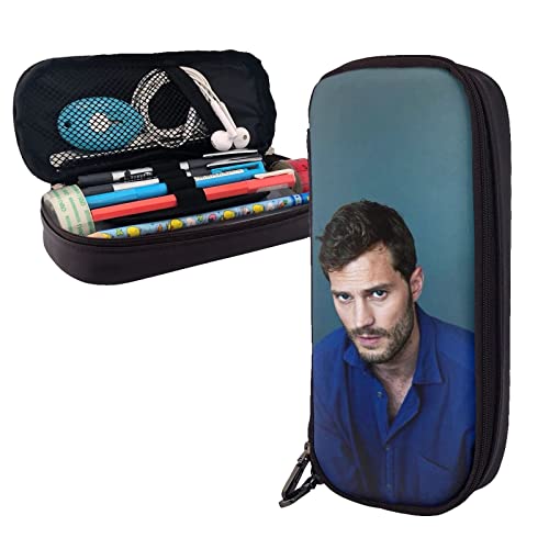 BAAROO Estuche de cuero Jamie Dornan duradero para lápices, papelería, bolsa con cremallera para niñas, niños, estudiantes, escuela, oficina, color, 5.0cm*10.5cm*20.5cm, Estuche para lápices