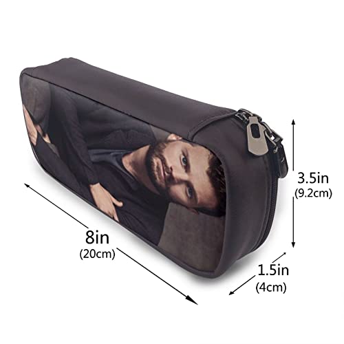 BAAROO Estuche de cuero Jamie Dornan duradero para lápices, papelería, bolsa con cremallera para niñas, niños, estudiantes, escuela, oficina, color, 5.0cm*10.5cm*20.5cm, Estuche para lápices