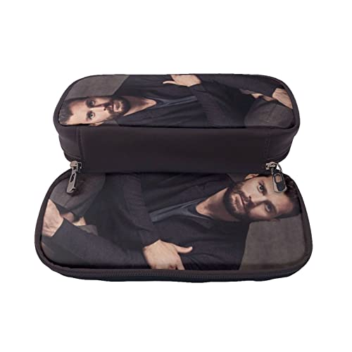 BAAROO Estuche de cuero Jamie Dornan duradero para lápices, papelería, bolsa con cremallera para niñas, niños, estudiantes, escuela, oficina, color, 5.0cm*10.5cm*20.5cm, Estuche para lápices