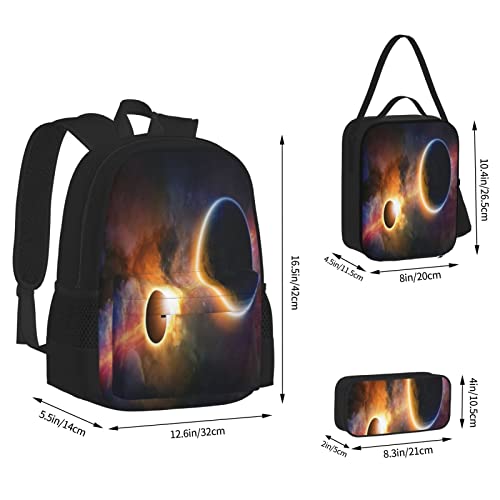 BAAROO Juego de 3 mochilas planeta en la Vía Láctea Nebulosa oscura Nube de gas Celestial Eclipse Solar Galaxy Theme Book Bag Travel Wor, color, 5.0cm*10.5cm*20.5cm, Estuche para lápices