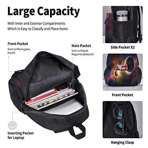 BAAROO Juego de 3 mochilas planeta en la Vía Láctea Nebulosa oscura Nube de gas Celestial Eclipse Solar Galaxy Theme Book Bag Travel Wor, color, 5.0cm*10.5cm*20.5cm, Estuche para lápices