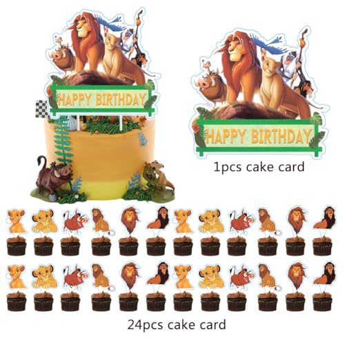 Babioms 25Pcs El Rey León Cake Topper, Lion Cupcakes Decoracion, Mini Lion Cake Decoration, Pastel Decoración Suministros, Decoración Tartas Infantiles, Regalo de Cumpleaños para Niños