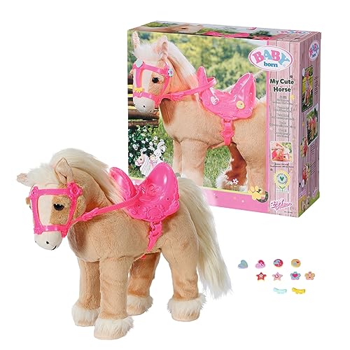 BABY born My Cute Horse - Juguete para niños - Fácil para Manos pequeñas - Promueve la empatía y Las Habilidades sociales - Edad: a Partir de 3 años - Incluye Silla de Montar, Brida y broches