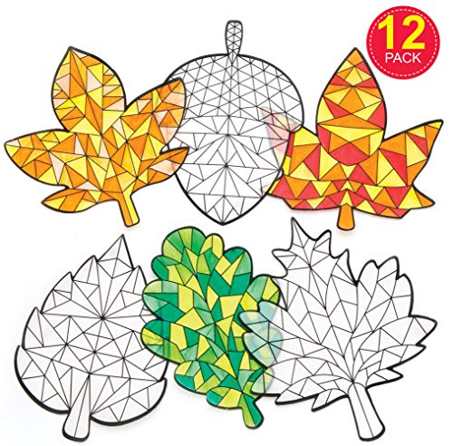 Baker Ross Decoraciones de Otoño para Ventanas (Paquete de 12) Efecto de vidrieras para Que los niños Puedan Hacer y exhibir, Ideales para Manualidades en el hogar, Actividades grupales y más