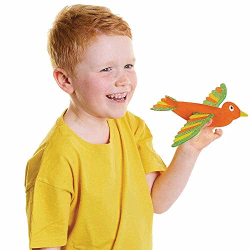 Baker Ross FC704 Planeador de Madera con Diseño de Pájaros - Juego de 8, Actividades artesanales para niños