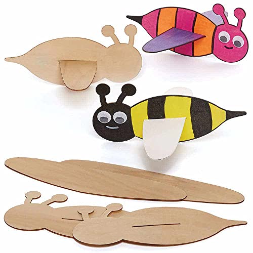 Baker Ross FC801 Planadores de Madera Abejas - Juego de 8, Manualidades para niños