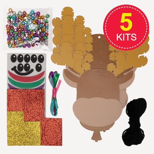 Baker Ross FX805 Reno 'Luces de Navidad' Kits de enhebrado de cuentas - Pack de 5, Kits de manualidades navideñas para niños