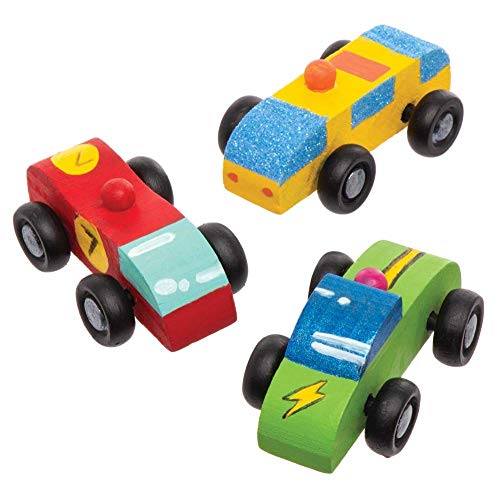 Baker Ross Kit de coches hechos de madera (Pack de 5) - Actividad de manualidades infantiles para decorar y jugar