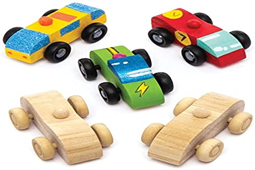 Baker Ross Kit de coches hechos de madera (Pack de 5) - Actividad de manualidades infantiles para decorar y jugar