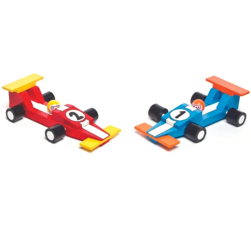 Baker Ross Pinta Tu Propio Coche de Carreras de Madera (paquete de 2) kits de manualidades para niños para montar, diseñar y decorar