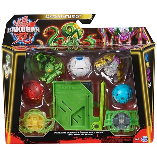 Bakugan Battle 5-Pack, Special Attack Octogan, Spidra, Hail, Nillious, Ventri; Figuras de acción giratorias Personalizables, Juguetes para niños y niñas a Partir de 6 años