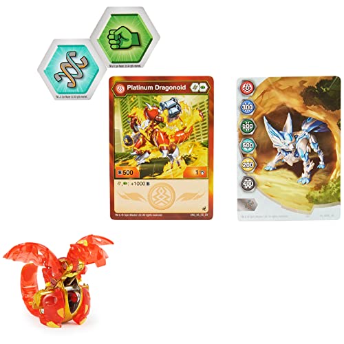 BAKUGAN Evolutions' Platinum Series DRAGONOID-Pelota con núcleo de Metal para Mayor Fuerza de penetración, Color Rojo/Dorado, Medium (Spin Master 6063485)