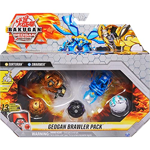 Bakugan Geogan Rising Brawler paquete de 5, exclusivo Surturan y Swarmer Geogan y 3 figuras de acción coleccionables