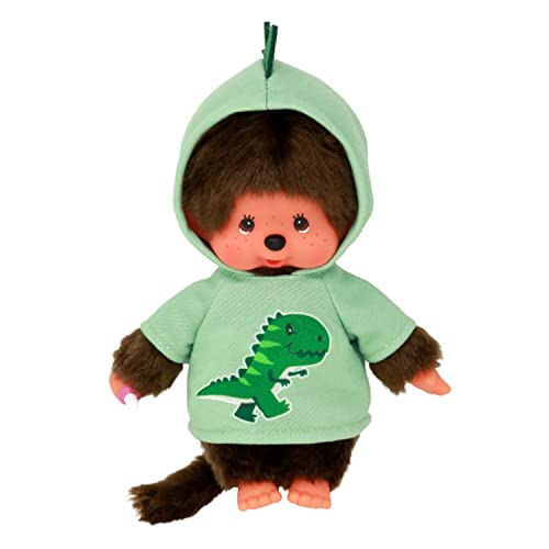 BANDAI - Monchhichi - Peluche Monchhichi Dinosaurio - Peluche icónico de los años 80 - Peluche Todo Douce 20 cm para niños y Adultos - SE242177