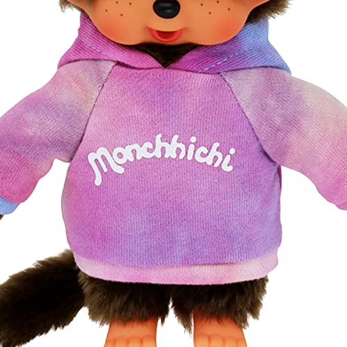 BANDAI - Monchhichi - Peluche Monchhichi Sudadera Tie and Dye - Peluche icónico de los años 80 - Peluche Suave 20 cm para niños y Adultos - SE42160