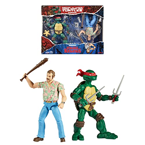 BANDAI Paquete de 2 Figuras de acción Raphael Vs Stranger Things Hopper de Las Tortugas Ninja Mutantes Adolescentes | 6 Pulgadas y Tortuga con articulación, P81192 | Multicolor