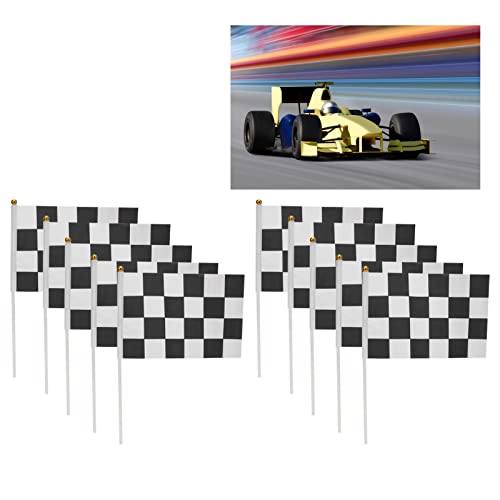 Banderas de carreras de plástico multiusos + poliéster, banderas a cuadros, banderas giratorias a mano para coches de carreras RC, eventos deportivos, fiestas en casa