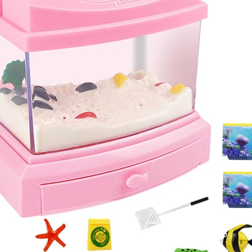 Baoblaze Mini Acuario pecera para niños, lámpara de Acuario, pecera Falsa, Acuario simulado para niñas y niños pequeños, Rosado