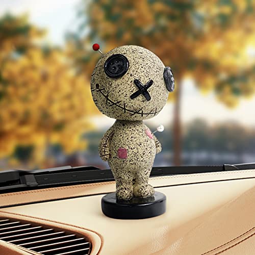 Baogao Bobble Head Toys Muñeca vudú Shaking Head Adornos de coche, adornos de resina de muñeca de maldición decoraciones de tablero de instrumentos de coche para accesorios de interior de coche,