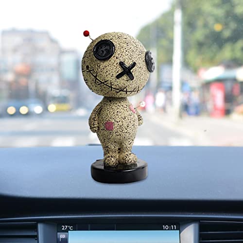 Baogao Bobble Head Toys Muñeca vudú Shaking Head Adornos de coche, adornos de resina de muñeca de maldición decoraciones de tablero de instrumentos de coche para accesorios de interior de coche,