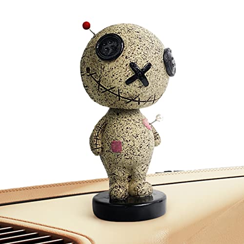 Baogao Bobble Head Toys Muñeca vudú Shaking Head Adornos de coche, adornos de resina de muñeca de maldición decoraciones de tablero de instrumentos de coche para accesorios de interior de coche,