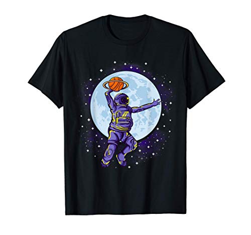 Basketball Astronaut Slam Dunk Space Moon Science Sport Gift Camiseta