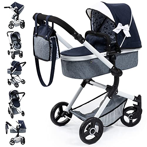 Bayer Design 18481AB Cochecito para muñecas Neo Vario, Carrito, Bolsa, Convertible, Plegable, Ajustable