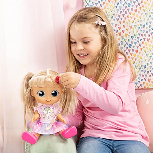 Bayer Design Muñeca City Girl con Pelo Largo para peinar, interactiva, da Besos y ríe con Accesorios, muñeco Funcional