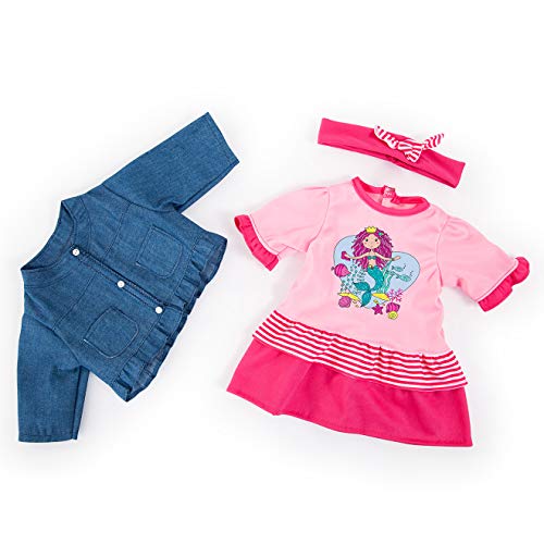 Bayer Design- Ropa 33 a 38 cm, Accesorios para muñeca, Vestido, Chaqueta y Cinta para el Pelo, Traje, Juego con la Sirena, Color rosa, azul (83882AA) , color/modelo surtido