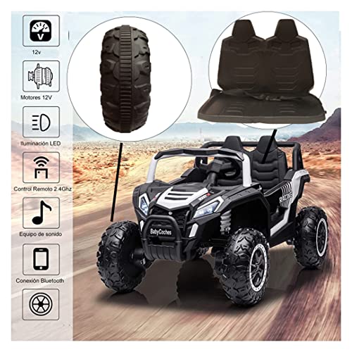 BC BABY COCHES - Coche Eléctrico para Niños 12v Buggy Vento, Mando Control Remoto para Padres, Equipo de Audio con MP3, USB, SD, Vehículo Infantil con iluminación LED.