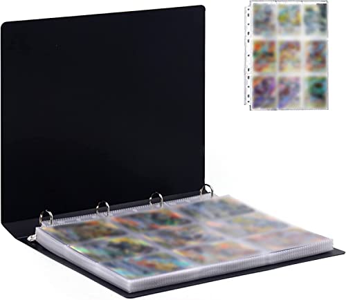 BEIJITA Carpeta de tarjetas coleccionables con 9 bolsillos, funda de carpeta para tarjetas, con mangas extraíbles, álbum de almacenamiento de tarjetas para tarjetas de juegos de Pokemon (negro)