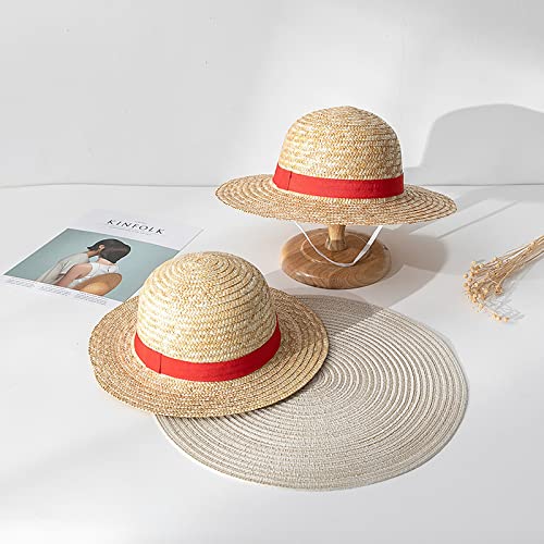 BeisDirect One Piece Luffy Sombrero de paja Multifuncional Anime Cartoon Personaje Sunscreen Sombrero de paja Anime Cosplay Costume Sombrero de sol para niños adultos, 31CM (Paja de trigo)