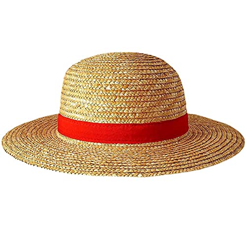 BeisDirect One Piece Luffy Sombrero de paja Multifuncional Anime Cartoon Personaje Sunscreen Sombrero de paja Anime Cosplay Costume Sombrero de sol para niños adultos, 31CM (Paja de trigo)