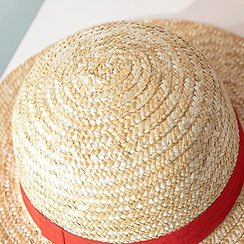 BeisDirect One Piece Luffy Sombrero de paja Multifuncional Anime Cartoon Personaje Sunscreen Sombrero de paja Anime Cosplay Costume Sombrero de sol para niños adultos, 31CM (Paja de trigo)