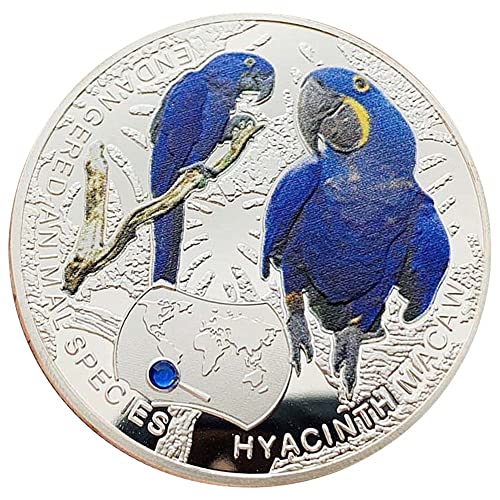 Bemvp Monedas Conmemorativas De Macaw Monedas Coleccionables Monedas En Peligro De Extinción Souvenirs Coin Africa Regalos De Recolección De Vida Silvestre con Diamantes De Imitación