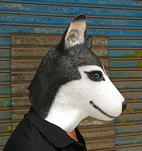 BENHAI Máscara De Husky De Halloween Cabeza De Perro Erha Sombrero De Animal Látex Pastor Lobo Máscara De Perro