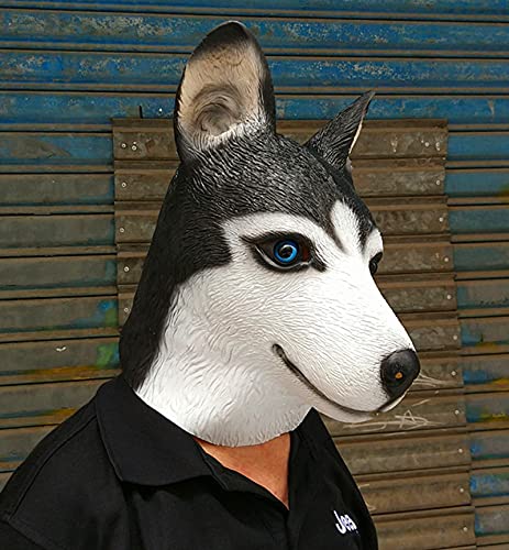 BENHAI Máscara De Husky De Halloween Cabeza De Perro Erha Sombrero De Animal Látex Pastor Lobo Máscara De Perro