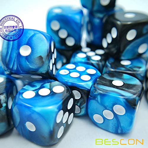 Bescon 12mm D6 Dice 36 in Cube, Assorted Gemini Rock Colors, 12mm Six Sides Die (36) Block of Dice