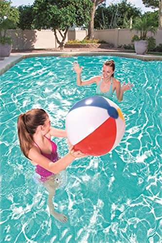 BESTWAY 31020 - Pelota de Playa o Piscina Hinchable Beach 41 cm Diseño Franjas de Colores Vinilo Resistente con Válvula de Seguridad Inflado y Desinflado Rápido